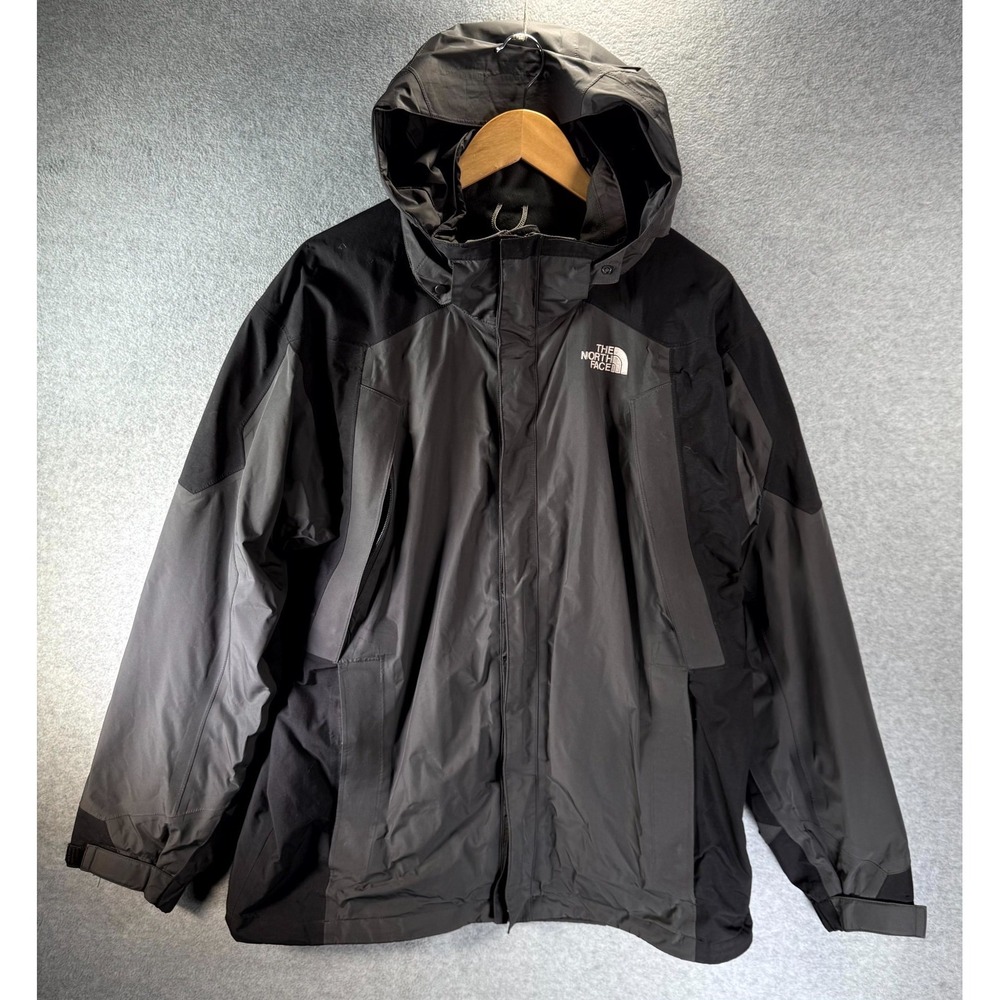 The‎ North Face Gore-Tex Windbreaker Mens Large Gray Black Mountain Parka Hooded